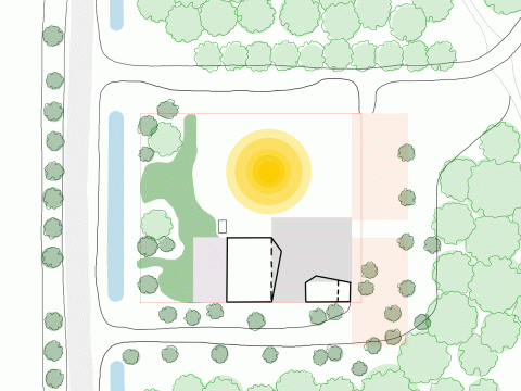 Site analysis diagrams showing project location, building orientation, views and massing development on the Scouting site designed by MOST Architecture, Rotterdam