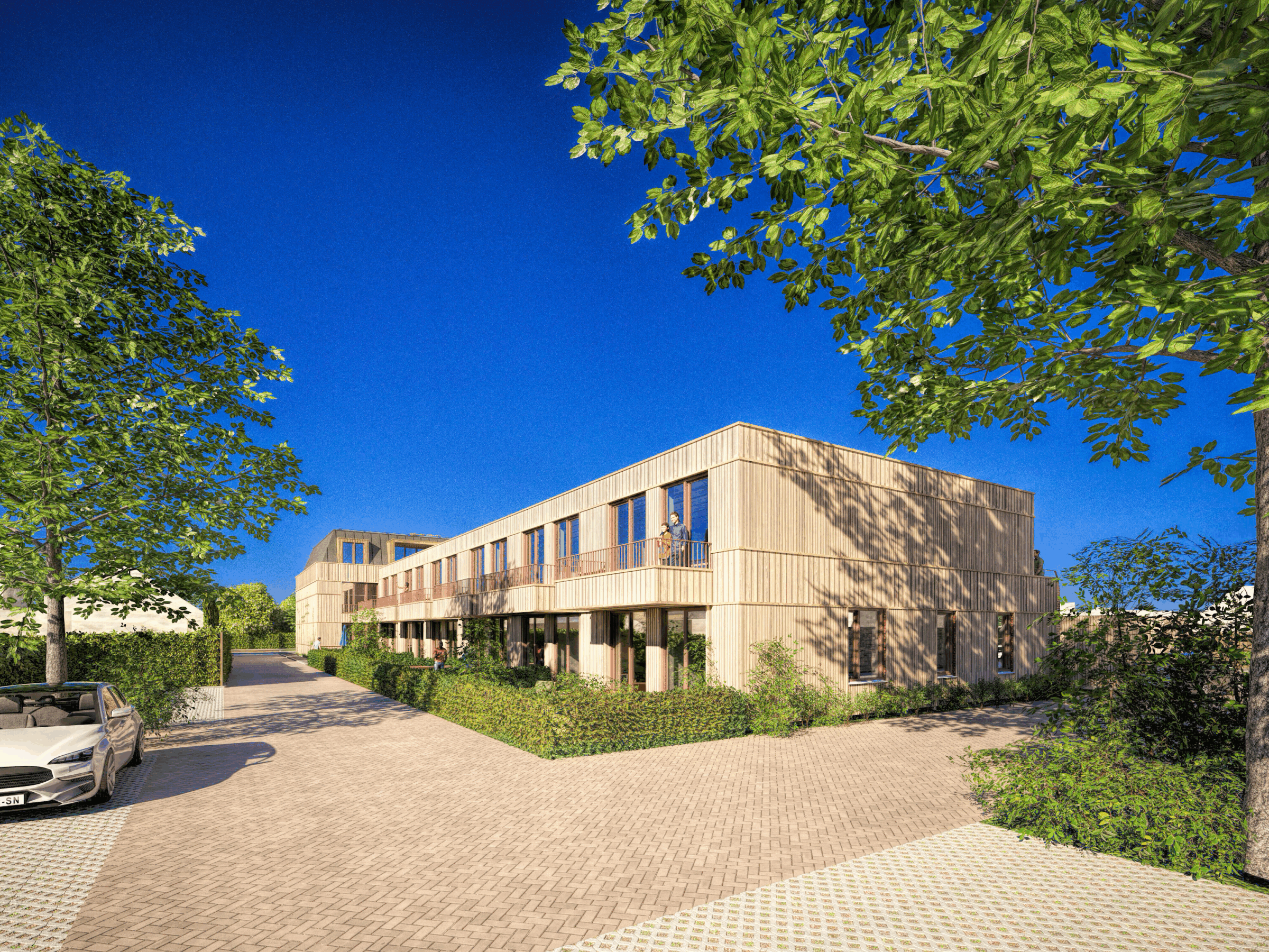 Heidestaete Hoogerheide Houten gevel 2 laags woningbouw CLT houtbouw ontwerp MOST Architecture Rotterdam