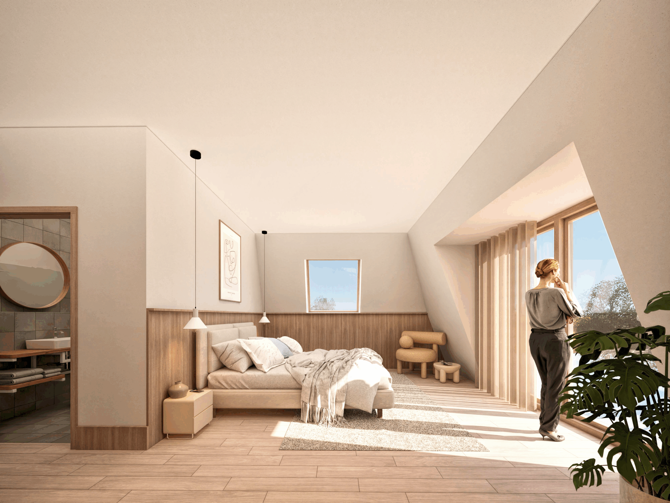 Steenbergen penthouse Vista Gummarus master bedroom slaapkamer interior design MOST Architecture Rotterdam